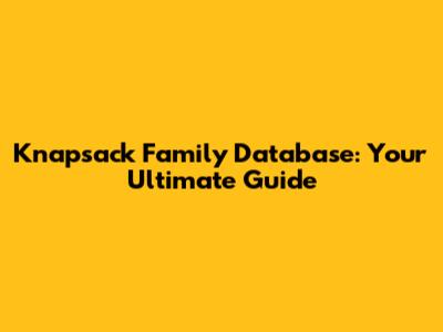 Knapsack Family Database: Your Ultimate Guide