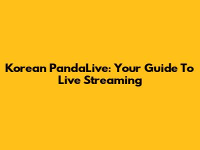 Korean PandaLive: Your Guide To Live Streaming