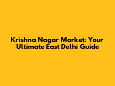 Krishna Nagar Market: Your Ultimate East Delhi Guide