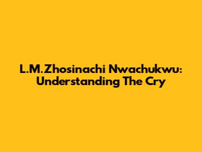 L.M.Zhosinachi Nwachukwu: Understanding 'The Cry'