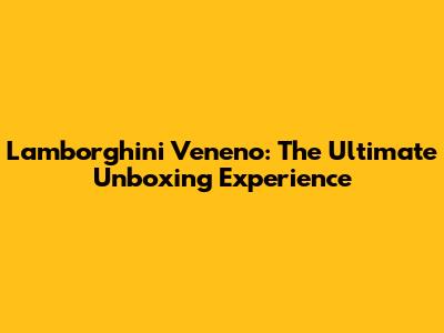 Lamborghini Veneno: The Ultimate Unboxing Experience