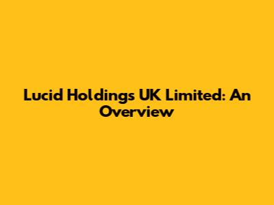 Lucid Holdings UK Limited: An Overview