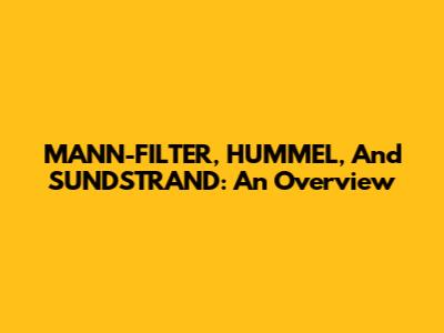 MANN-FILTER, HUMMEL, And SUNDSTRAND: An Overview
