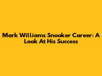 Mark Williams Snooker Career: A Look At His Success