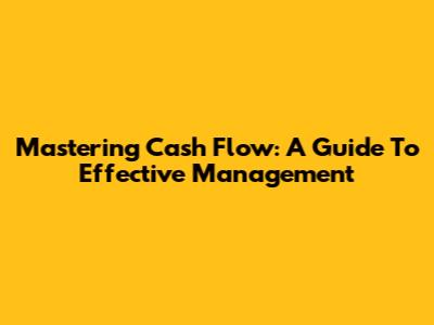 Mastering Cash Flow: A Guide To Effective Management