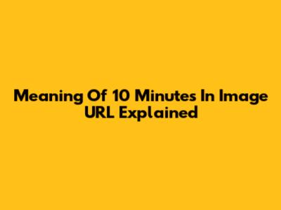 Meaning Of "10 Minutes" In Image URL Explained