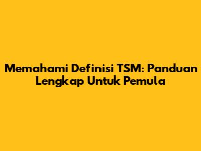 Memahami Definisi TSM: Panduan Lengkap Untuk Pemula