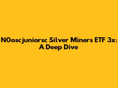 N0oscjuniorsc Silver Miners ETF 3x: A Deep Dive