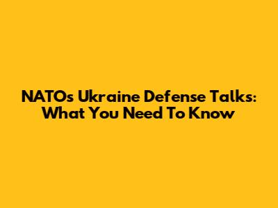 NATO's Ukraine Defense Talks: What You Need To Know