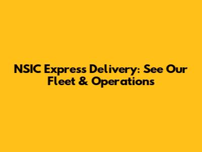 NSIC Express Delivery: See Our Fleet & Operations