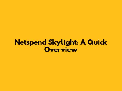 Netspend Skylight: A Quick Overview