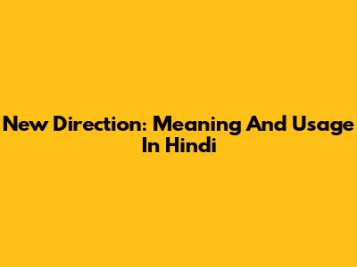 New Direction: Meaning And Usage In Hindi
