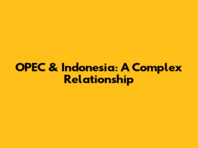 OPEC & Indonesia: A Complex Relationship