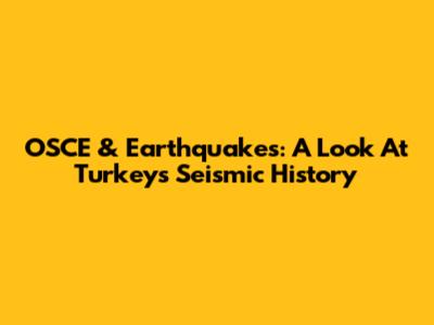 OSCE & Earthquakes: A Look At Turkey's Seismic History