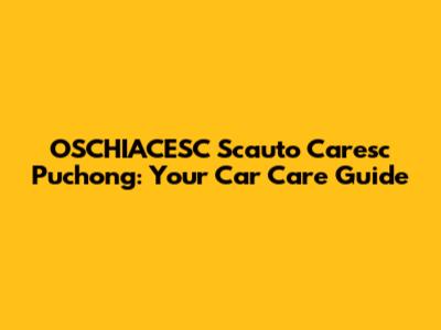 OSCHIACESC Scauto Caresc Puchong: Your Car Care Guide