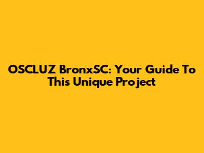 OSCLUZ BronxSC: Your Guide To This Unique Project