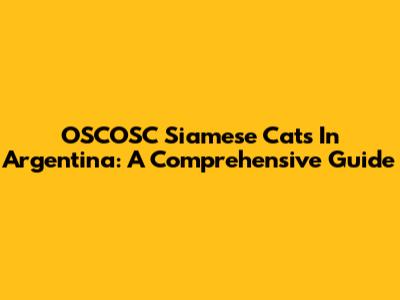 OSCOSC Siamese Cats In Argentina: A Comprehensive Guide