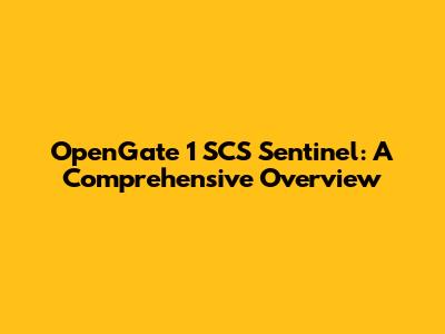 OpenGate 1 SCS Sentinel: A Comprehensive Overview