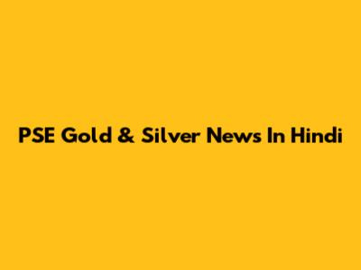 PSE Gold & Silver News In Hindi