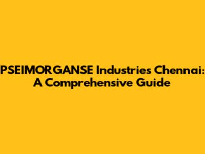 PSEIMORGANSE Industries Chennai: A Comprehensive Guide