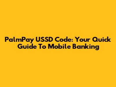 PalmPay USSD Code: Your Quick Guide To Mobile Banking