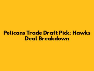 Pelicans Trade Draft Pick: Hawks Deal Breakdown