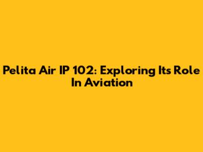 Pelita Air IP 102: Exploring Its Role In Aviation