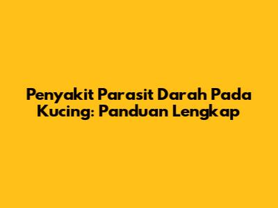 Penyakit Parasit Darah Pada Kucing: Panduan Lengkap