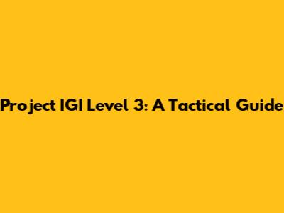 Project IGI Level 3: A Tactical Guide
