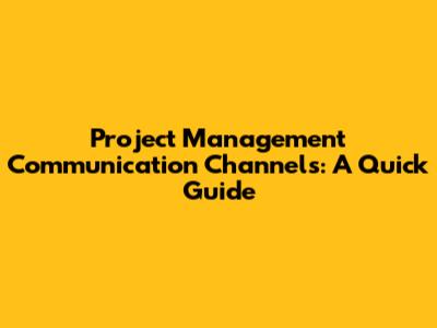 Project Management Communication Channels: A Quick Guide