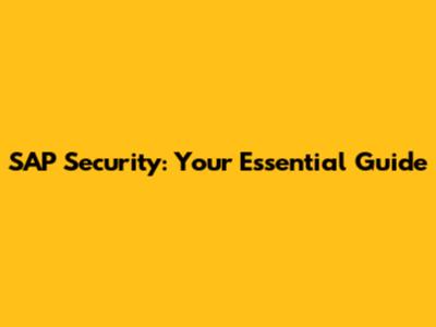 SAP Security: Your Essential Guide