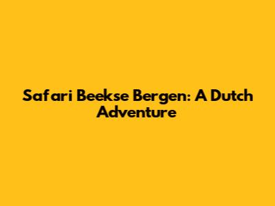 Safari Beekse Bergen: A Dutch Adventure