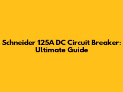 Schneider 125A DC Circuit Breaker: Ultimate Guide