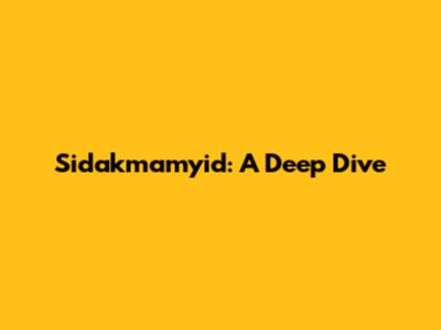 Sidakmamyid: A Deep Dive