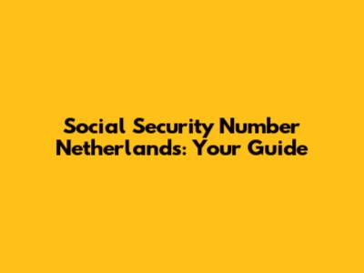 Social Security Number Netherlands: Your Guide