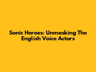 Sonic Heroes: Unmasking The English Voice Actors