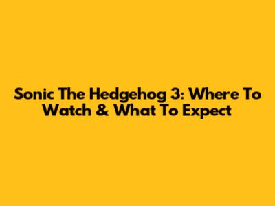 Sonic The Hedgehog 3: Where To Watch & What To Expect