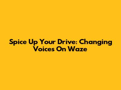 Spice Up Your Drive: Changing Voices On Waze