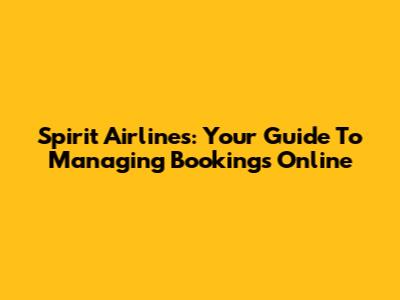 Spirit Airlines: Your Guide To Managing Bookings Online