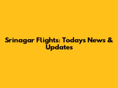 Srinagar Flights: Today's News & Updates