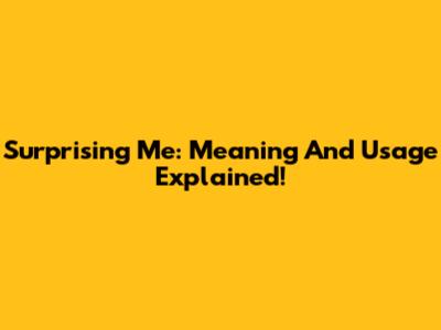 Surprising Me: Meaning And Usage Explained!
