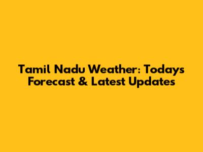 Tamil Nadu Weather: Today's Forecast & Latest Updates