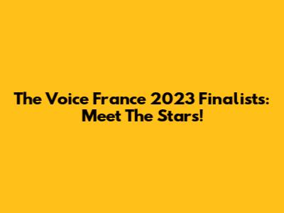 The Voice France 2023 Finalists: Meet The Stars!