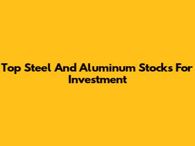 Top Steel And Aluminum Stocks For Investment
