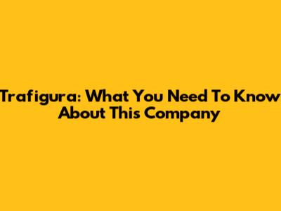 Trafigura: What You Need To Know About This Company