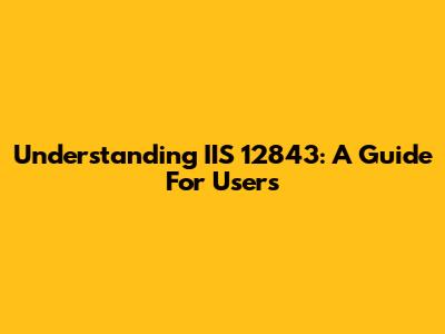 Understanding IIS 12843: A Guide For Users