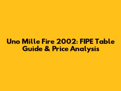 Uno Mille Fire 2002: FIPE Table Guide & Price Analysis
