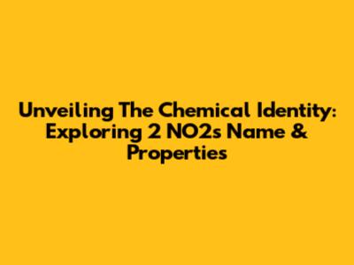 Unveiling The Chemical Identity: Exploring 2 NO2's Name & Properties