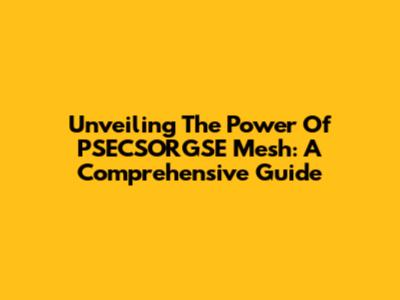 Unveiling The Power Of PSECSORGSE Mesh: A Comprehensive Guide