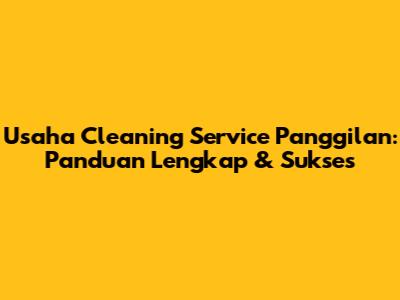 Usaha Cleaning Service Panggilan: Panduan Lengkap & Sukses
